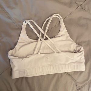 White Sports Bra Cross Back